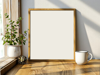 livingroom wall art frame mockup display for living room by the window