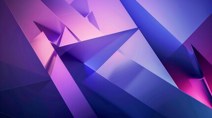Immerse yourself in a world of geometric abstraction with an abstract background featuring sharp angles and minimalist design elements bathed in a gradient of purple and blue hues - obrazy, fototapety, plakaty