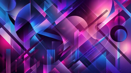 Obraz premium Immerse yourself in a world of geometric abstraction with an abstract background featuring sharp angles and minimalist design elements bathed in a gradient of purple and blue hues.