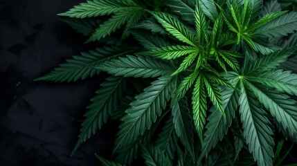 Fototapeta na wymiar Cannabis leaf over dark background
