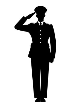 black silhouette officer saluting clip art preview