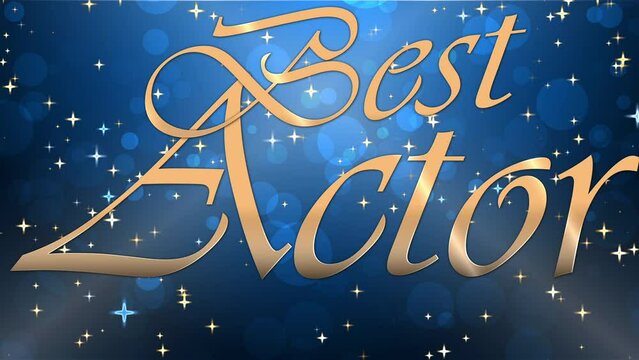 Best Actor Award in Gold on rich blue star studded background. Good for Award shows, achievement, celeberation, ceremony, epic events, fashion, films , gallery. Easy to use.