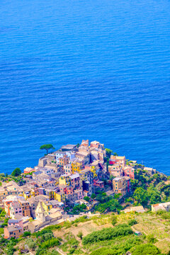 Top view over Corniglia village in Cinque Terre