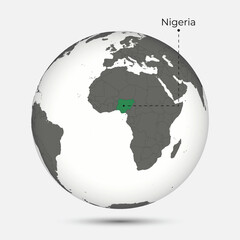 Map of Nigeria with Position on the Globe