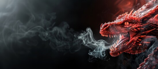 red dragon on a dark background