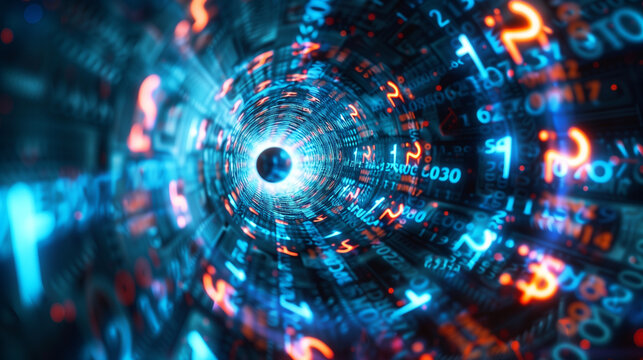 Finance as a swirling vortex of currency symbols - abstack background
