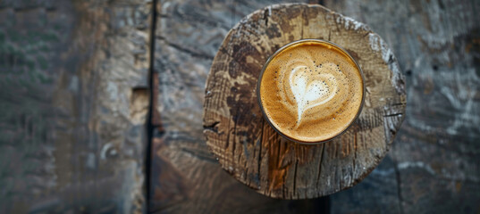 Fototapeta na wymiar Cozy Coffee Moments, Heart-Shaped Latte Art