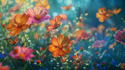 Obraz na płótnie Canvas Spring watercolor flowers,high detail,hyper quality,high resolution,16K,