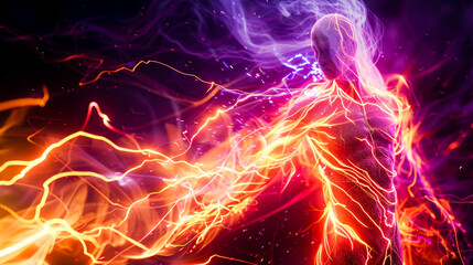 human body traversed by electric impulses that propel its movement.