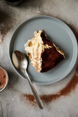 Tiramisu. top veiw .selective focus.