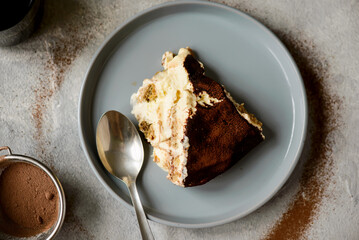 Tiramisu. top veiw .selective focus.