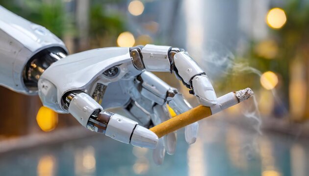 Generated image of robot smoking