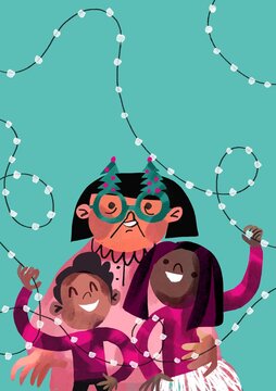 happy grandmother with children