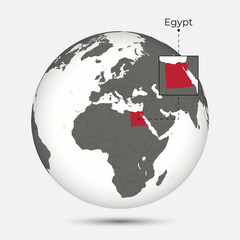 Map of Egypt with Position on the Globe