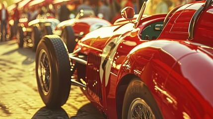 Racing cars in readiness for the start on the race track. A car with a helmeted driver is ready to start the race. Illustration for cover, card, postcard, interior design, poster, brochure, etc.