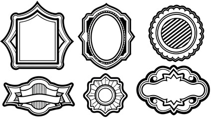 Black retro vintage sticker label. Vintage frames and labels vector set. Label frames. Old frame shape collections. Decorative label and retro shape vector