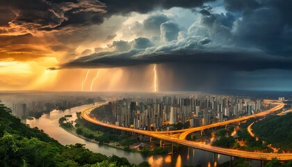 Obraz premium time clouds over the river