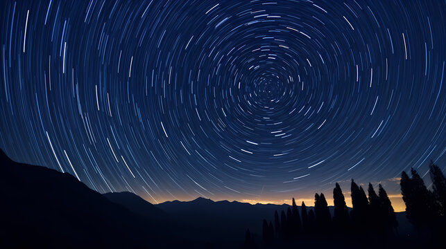Starry night sky time-lapse photography