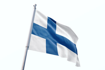 Waving flag of Finland in white background. Finland flag for independence day. The symbol of the state on wavy fabric.