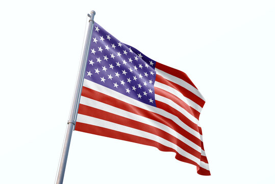Waving flag of USA in white background. USA flag for independence day. The symbol of the state on wavy fabric.