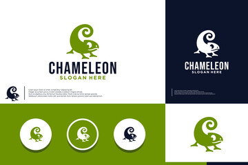 elegant chameleon logo , animal pet , logo design template. © dhulpikir