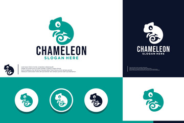 cute chameleon logo , cartoon concept , logo design vector. © dhulpikir