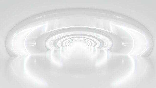 abstract white background white tunnel hallway 3d render seamless loop animation