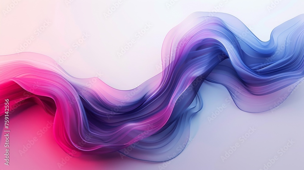 Wall mural Digital abstract smooth flow of pink, purple, and blue gradients. Artistic wavy pattern with soothing color gradients for calm backgrounds