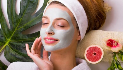 Generated image of woman in spa with skin mask on her face 