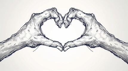 Artistic vector illustration sketch drawing of heart shape hand gesture - Powered by Adobe