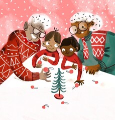christmas holidays background with family 