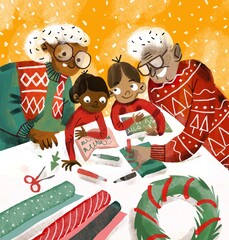 christmas holidays background with family 
