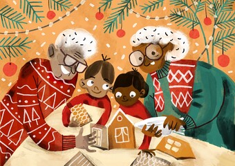 christmas holidays background with family 