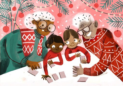 christmas holidays background with family 
