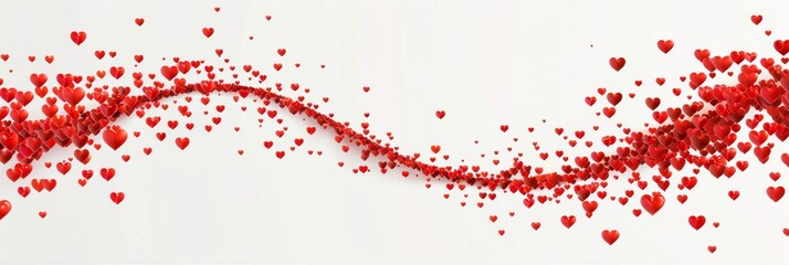 Artistic vector illustration of abstract curve wave made of red heart - obrazy, fototapety, plakaty
