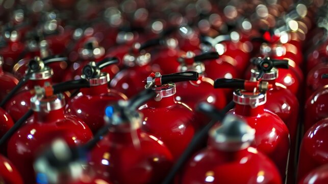 a bunch of fire extinguishers