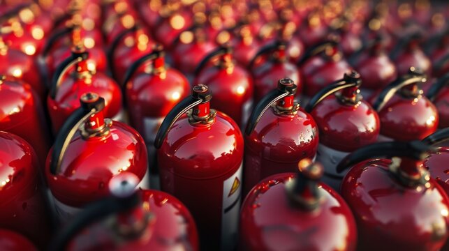 a bunch of fire extinguishers