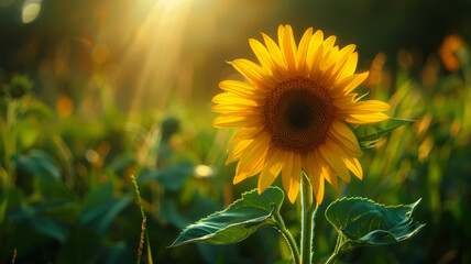A sunflower in sunlight.