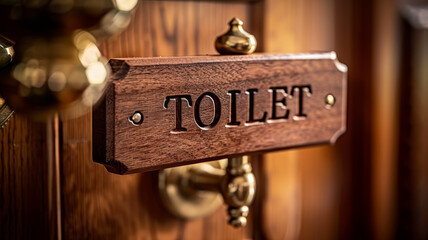 A vintage toilet sign on a door