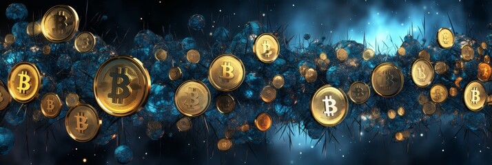 Bitcoin blockchain cryptocurrency mining technology digital background wallpaper banner