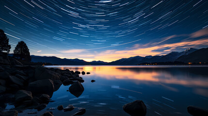 Starry night sky time-lapse photography