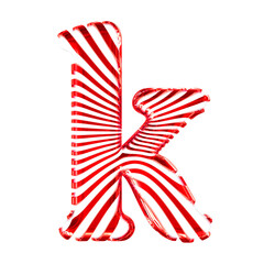 White symbol with red ultra thin horizontal straps. letter k