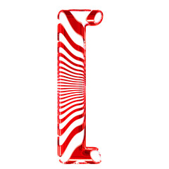 White symbol with red ultra thin horizontal straps