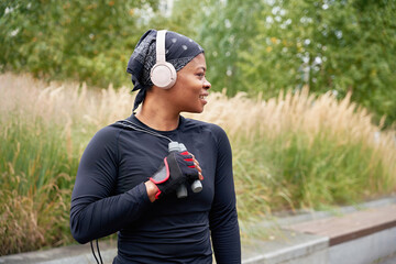 Portrait of a black female athlete with a skipping rope
