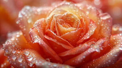 Close-up of a dewy red rose.