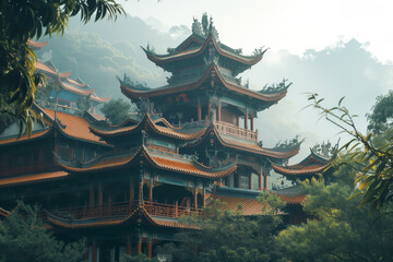 Naklejka premium Asian ancient temple