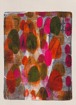 Abstract acrylic monoprint with hand detail