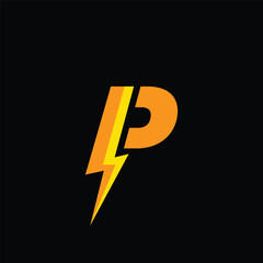Letter P bolt logo - obrazy, fototapety, plakaty