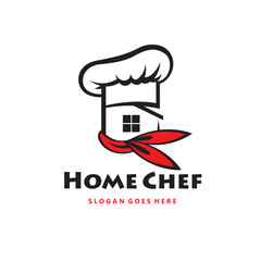 monochrome home chef icon with hat isolated on white background