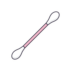 Pink cotton swab isolated vector illustration
